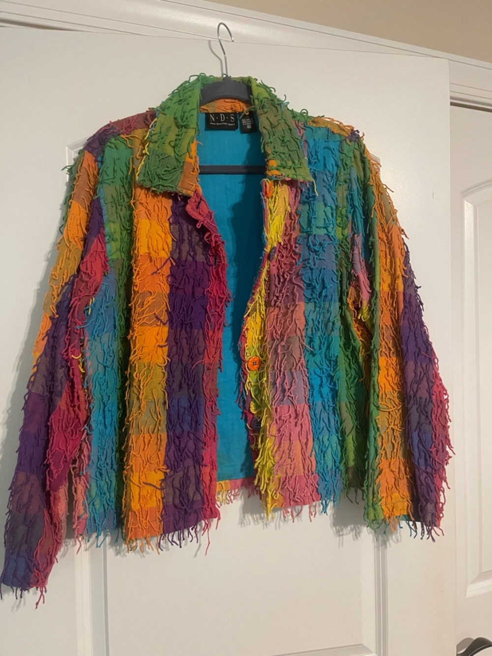 Vintage NDS Multicolor Textured Fringe Shag Women's Jacket
